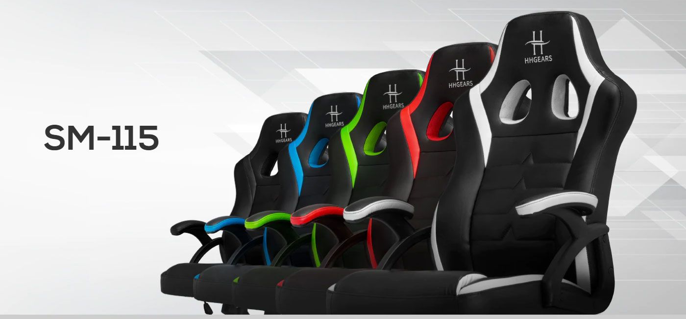 HHGears SM-115 gaming chair featuring ergonomic design and sleek aesthetics