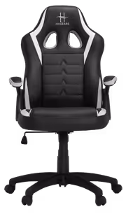HHGears SM-115 PU Leather Gaming Chair – Black/White, Height Adjustable - image 6