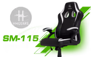 HHGears SM-115 PU Leather Gaming Chair – Black/White, Height Adjustable - image 1