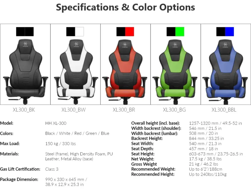 Back view of HHGears XL-300 Gaming Chair