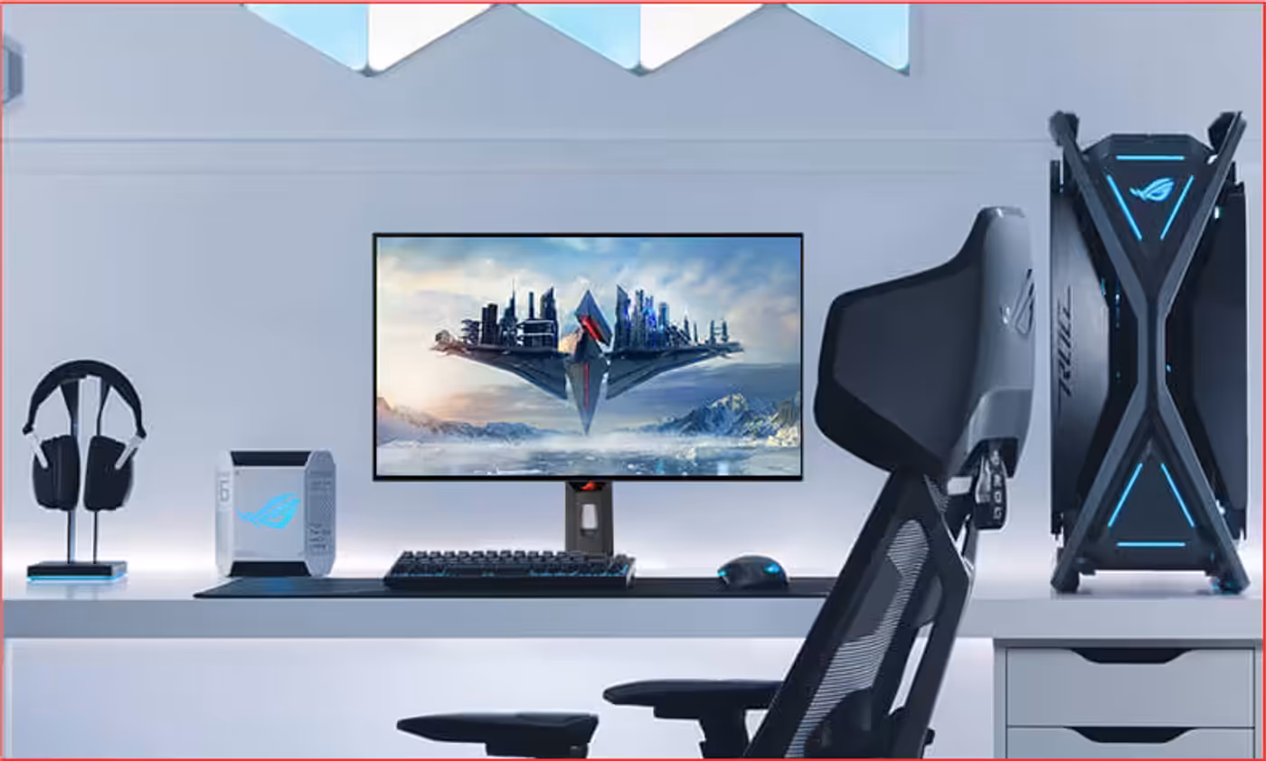 Gaming setup featuring the high-brightness ROG OLED display