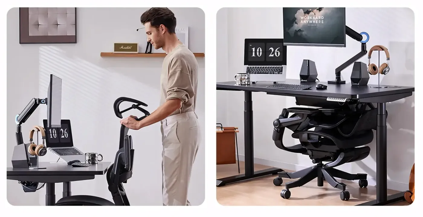 Image showing the foldable chair frame stored vertically to save space