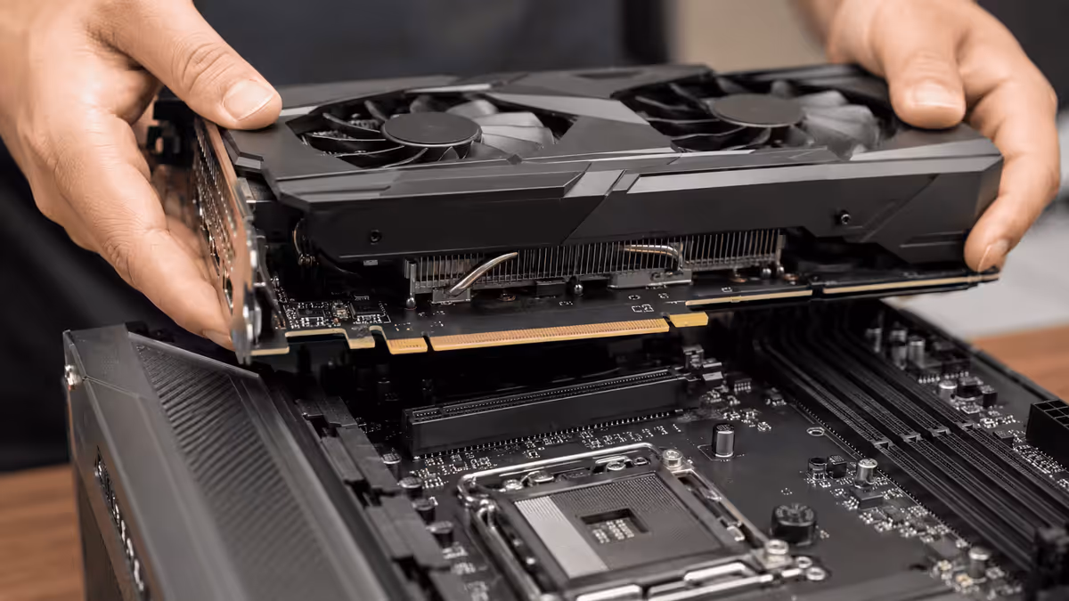 GPU sliding into PCIe slot