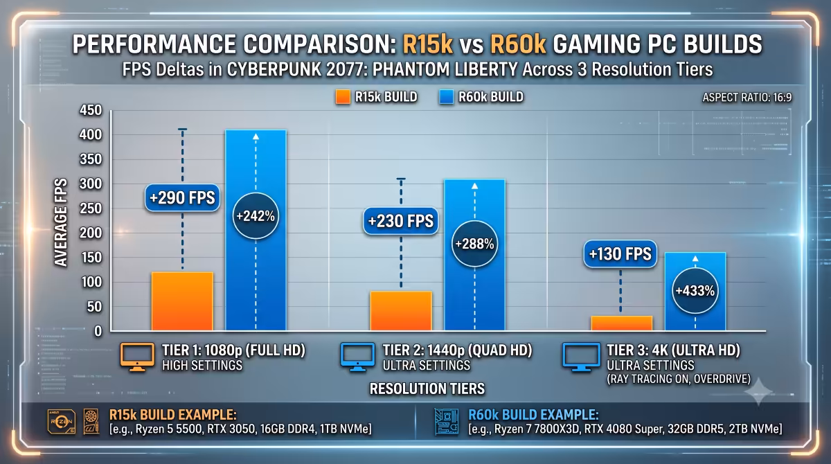 Performance comparison chart vs R15k and R60k builds