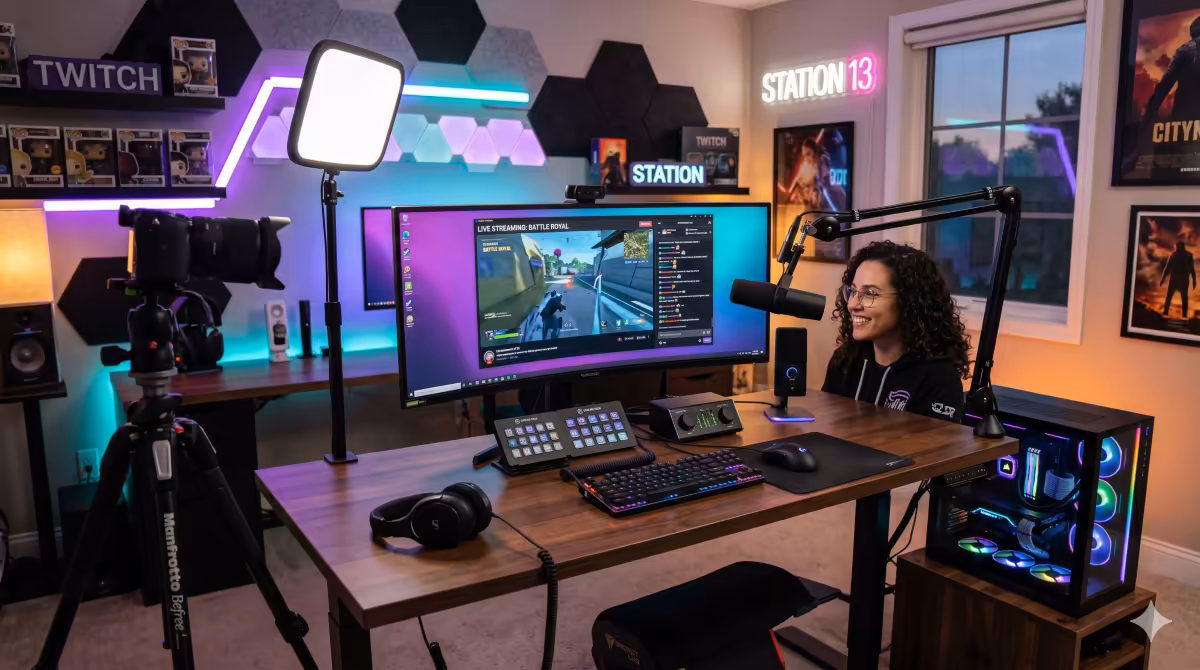 Streamer desk wide shot