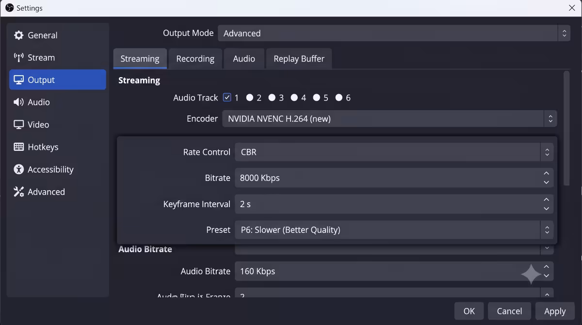 OBS Studio settings panel