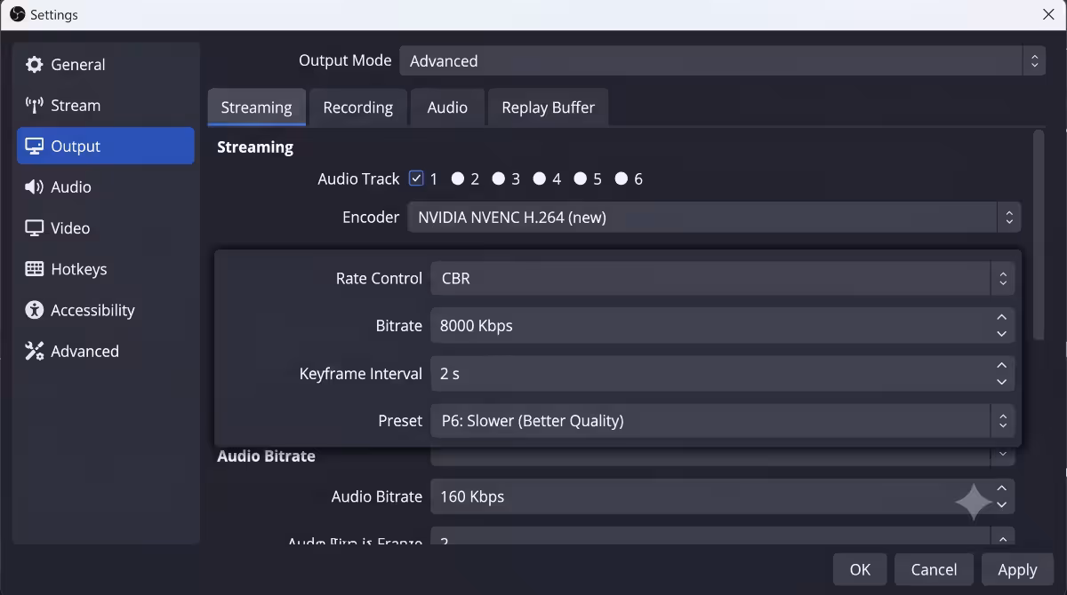 OBS Studio settings panel
