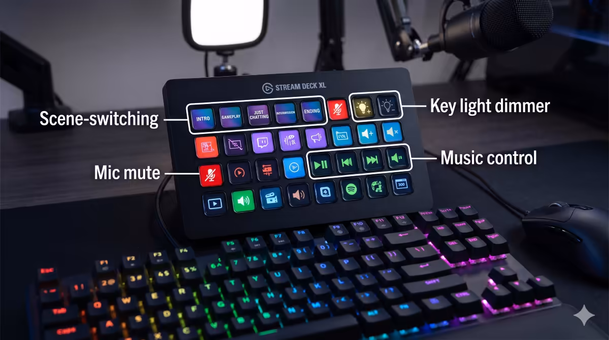 Stream Deck XL with scene buttons