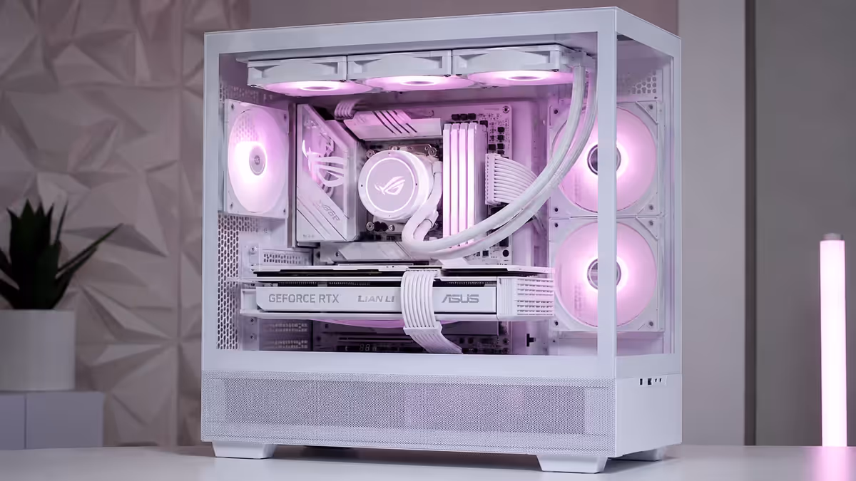 Hero shot of a finished white aesthetic build