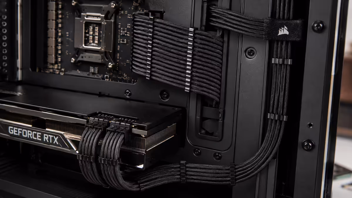 Cable management close-up with WAH cables and combs
