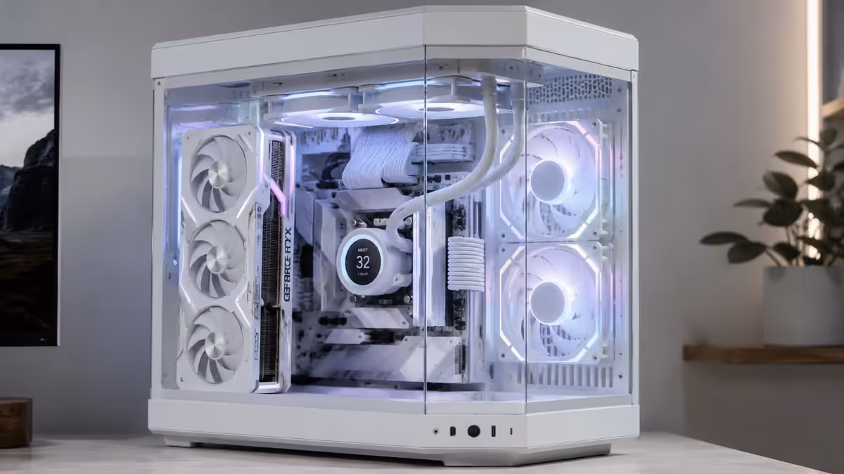 Hyte Y60 White with vertical GPU mount