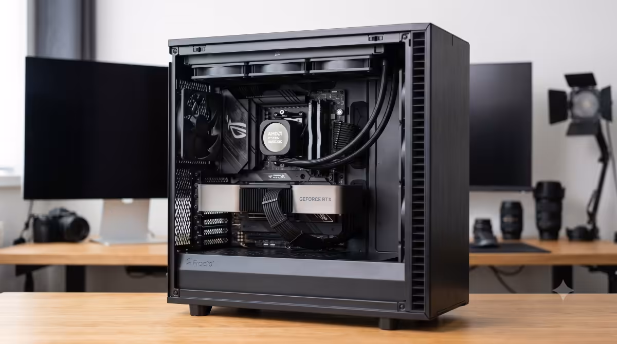 Workstation build three-quarter hero shot
