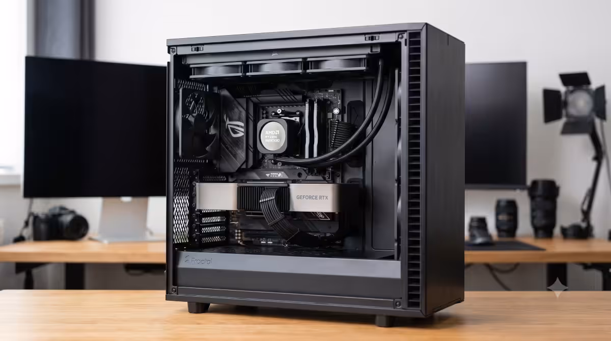 Workstation build three-quarter hero shot