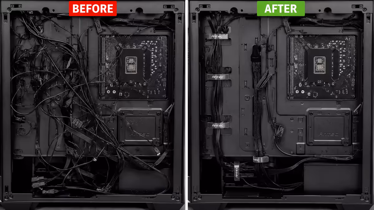 Behind-the-tray channel before and after