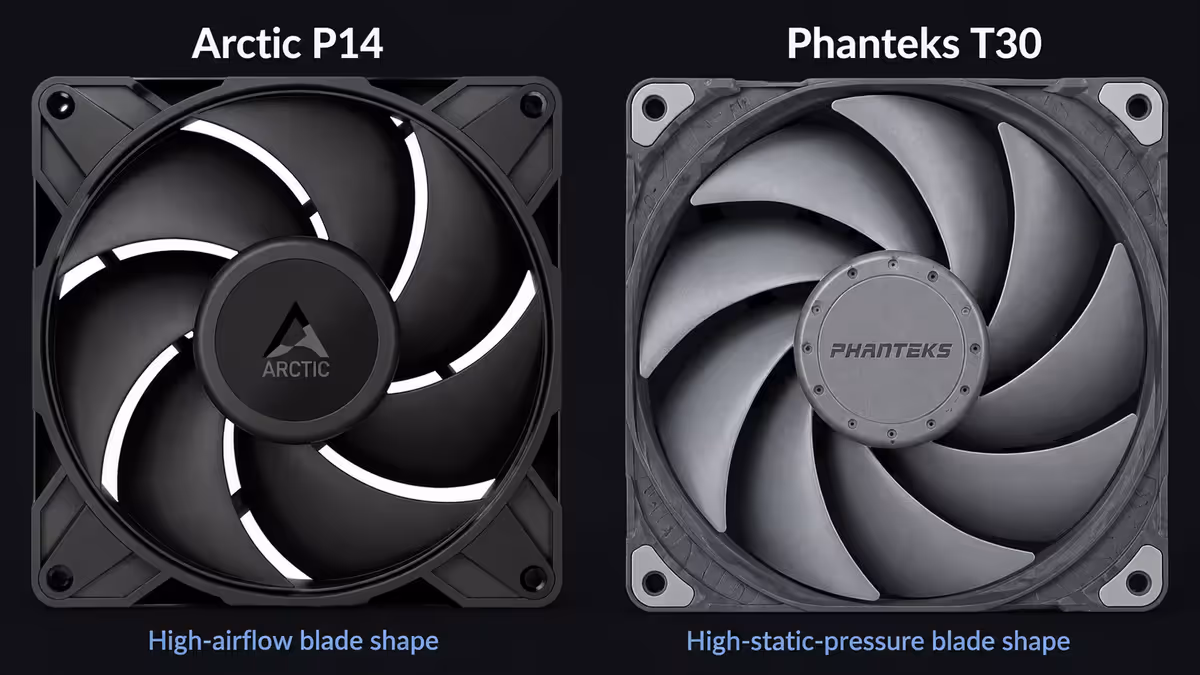 High-airflow vs high-static-pressure blade shape
