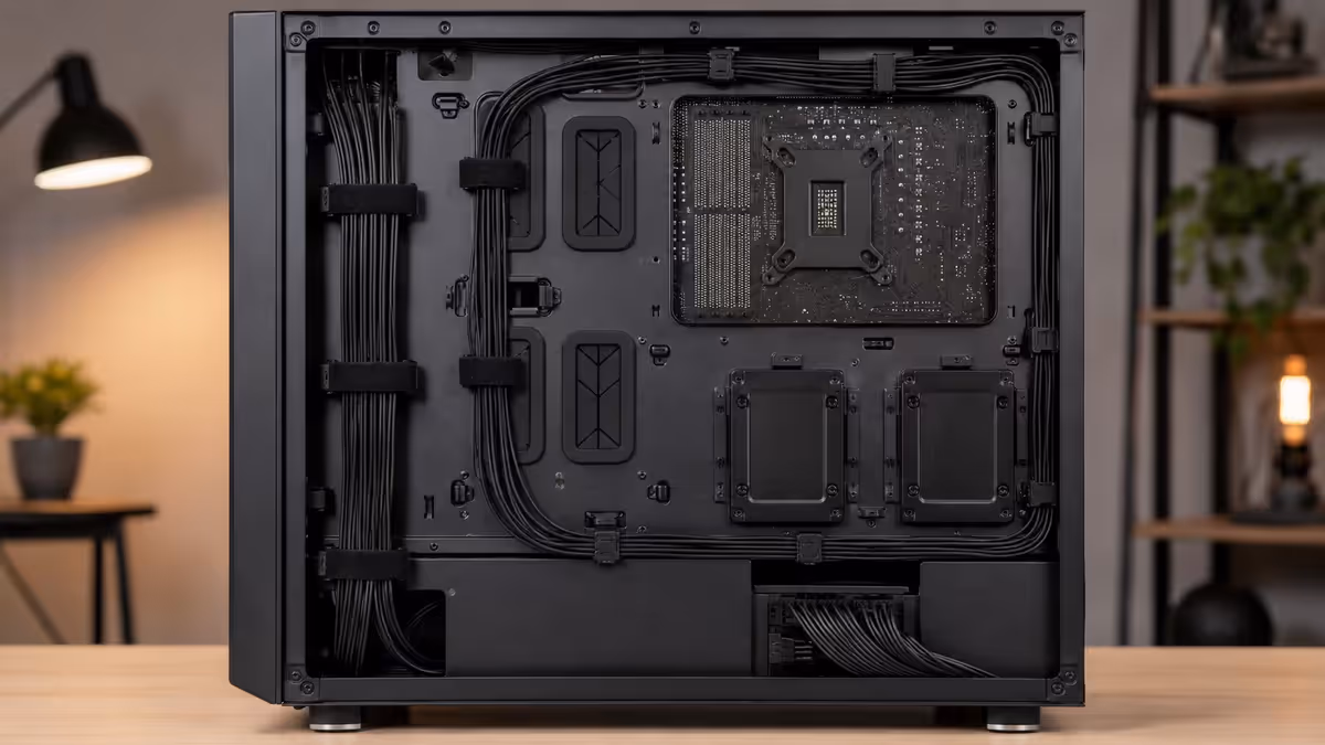 Behind-the-tray cable management view