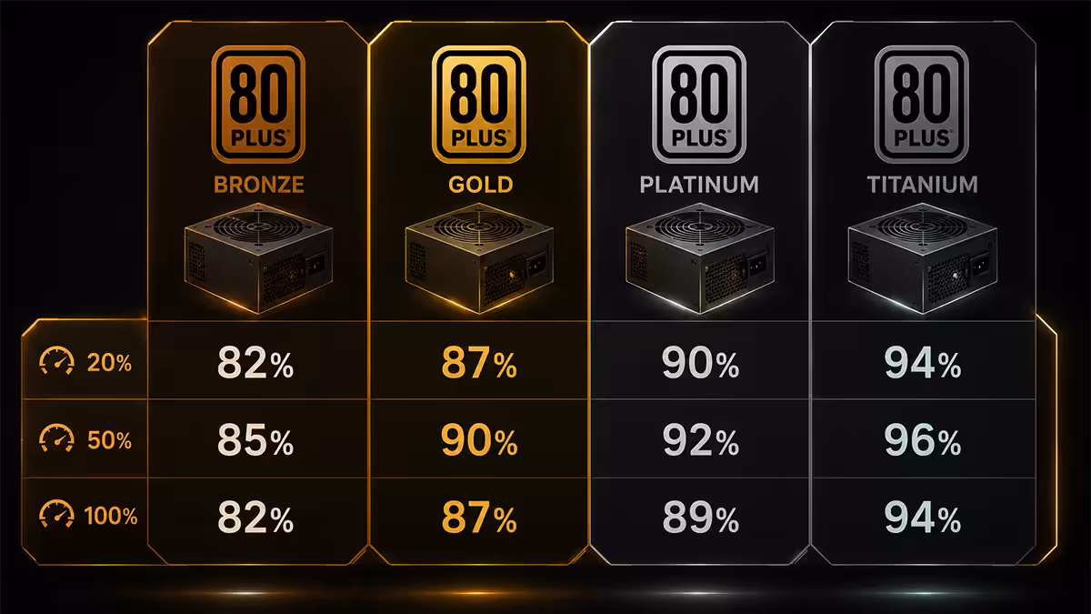 80 Plus efficiency tiers chart