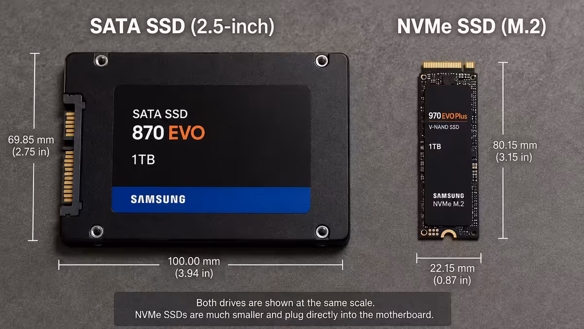 SATA vs NVMe size comparison
