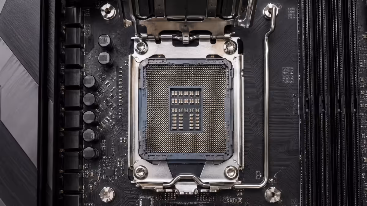 Open CPU socket on motherboard