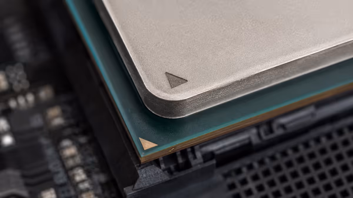 CPU triangle marker close-up