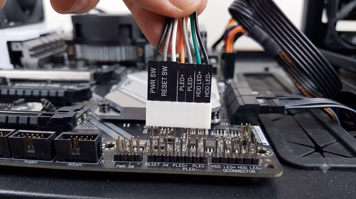 Q-Connector adapter loaded with front panel cables