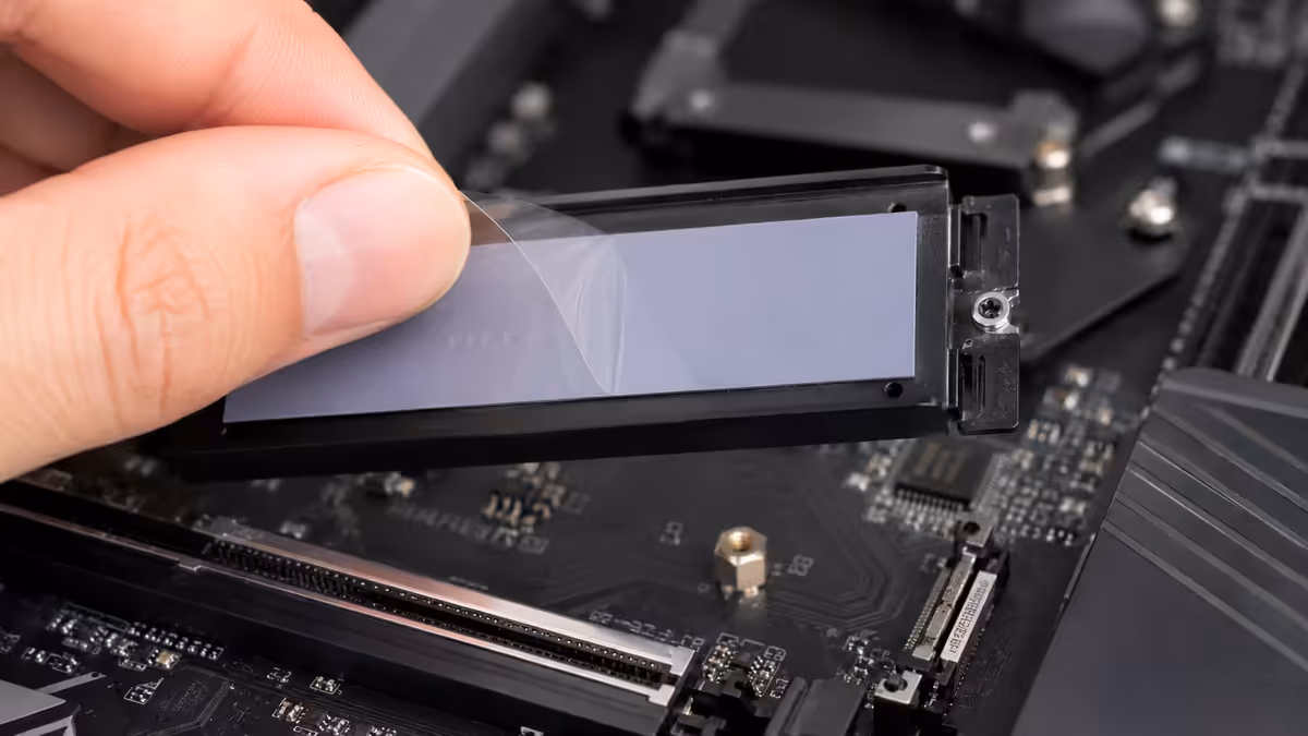 Thermal pad film being peeled off