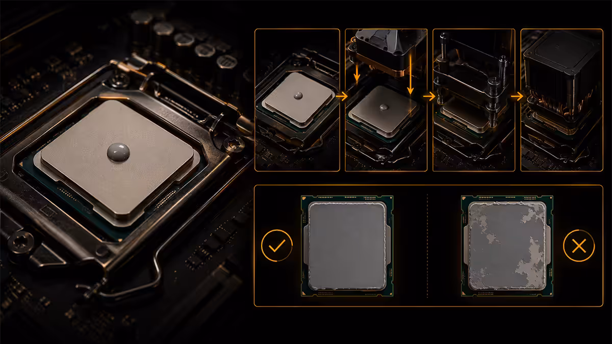 Pea-sized thermal paste application