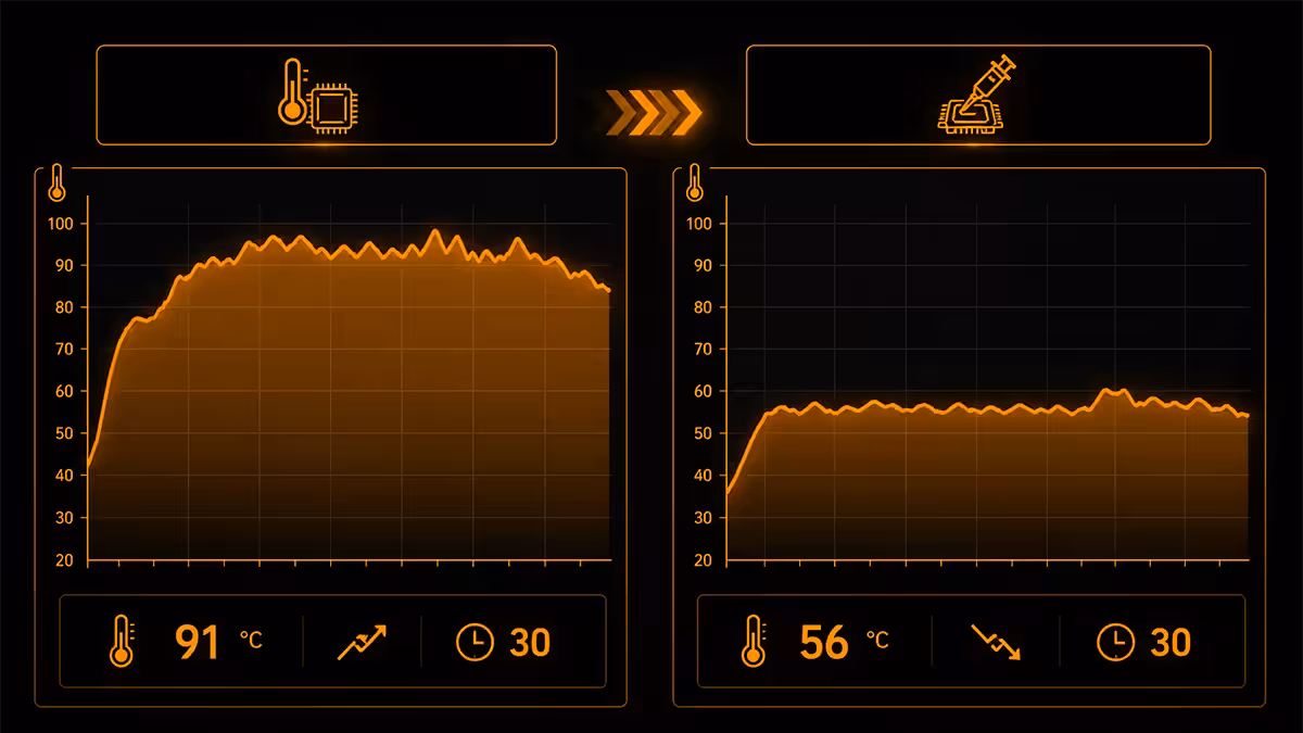 CPU temperature before and after repaste