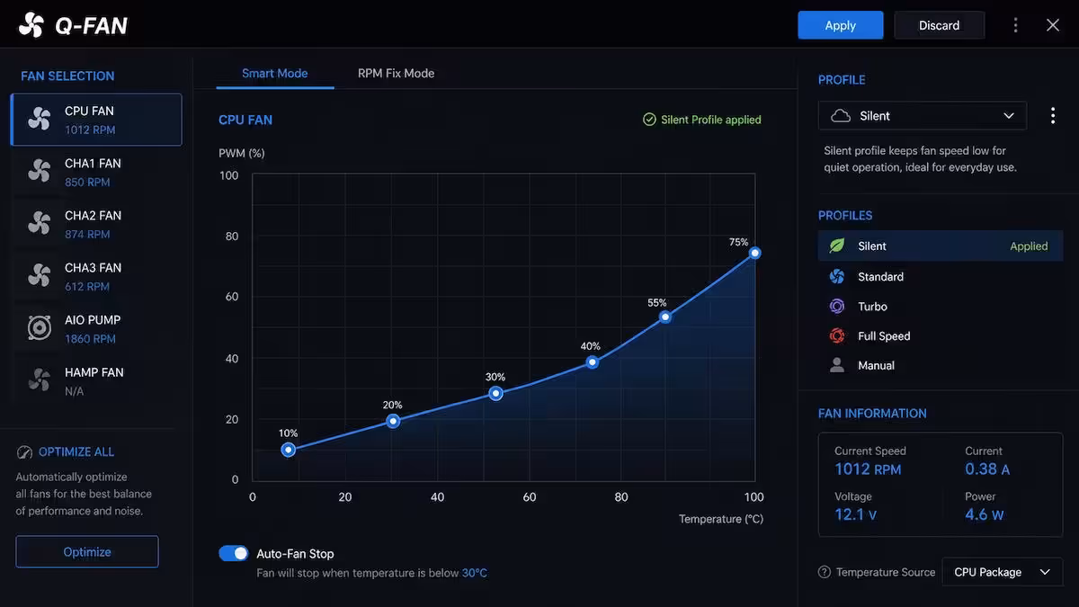 Q-Fan fan curve interface