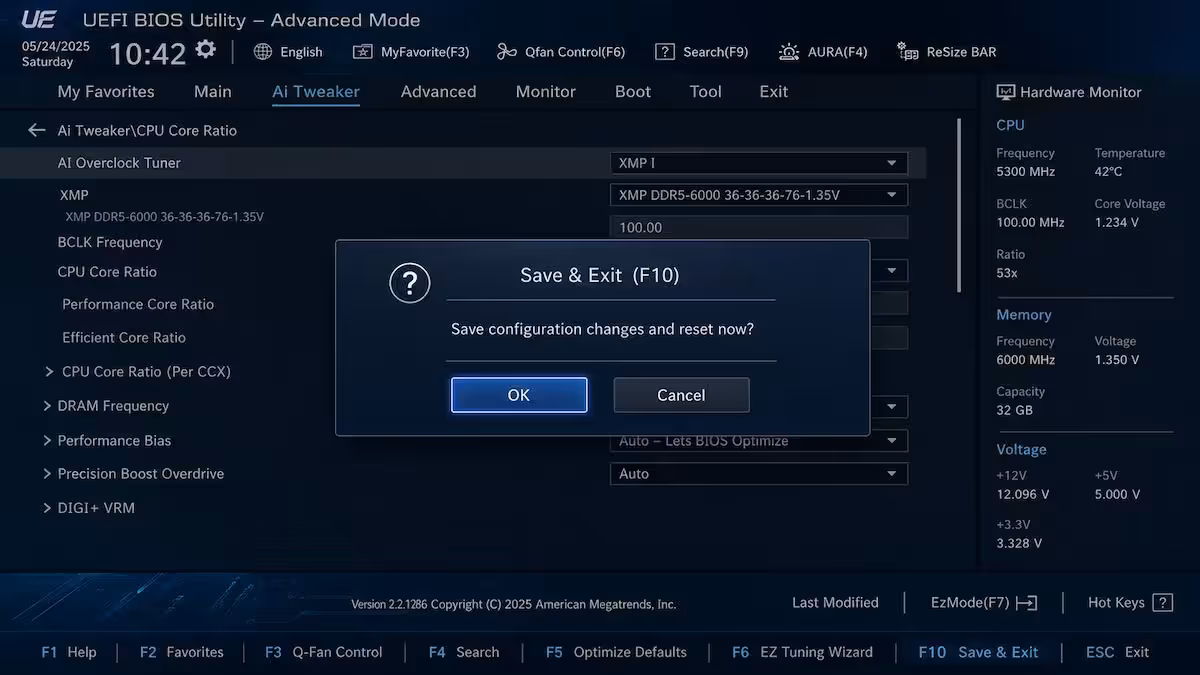 Save and Exit dialog (F10)