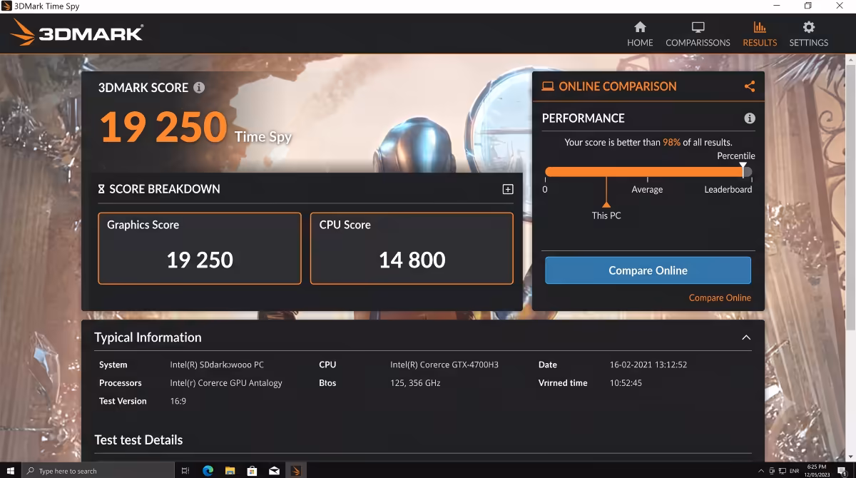 3DMark Time Spy score comparison