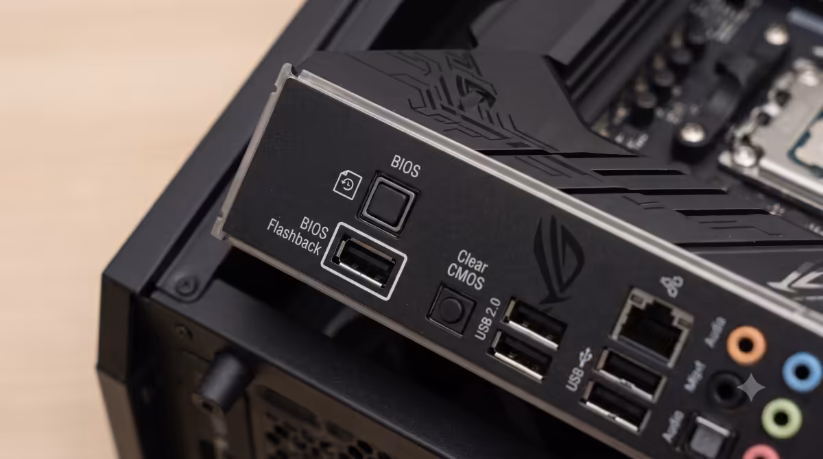 BIOS Flashback button close-up