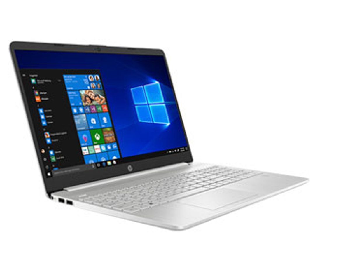 HP 15-inch laptop featuring a portable design and long-lasting battery performance