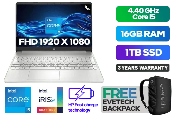 HP 15s-fq5019ni 12th Gen Intel® Core™ i5 Laptop With 16GB RAM & 1TB SSD - image 1 HP 15s-fq5019ni 12th Gen Intel® Core™ i5 Laptop With 16GB RAM & 1TB SSD - image 1