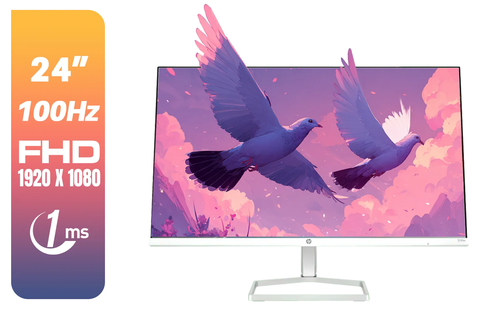 HP 527SA G5 FHD Gaming Monitor - White/Silver / 27" FHD (1920 x 1080) / IPS Panel / 1x HDMI 1.4, 1x VGA / Eye Ease with Eyesafe Certification / 94F48AS