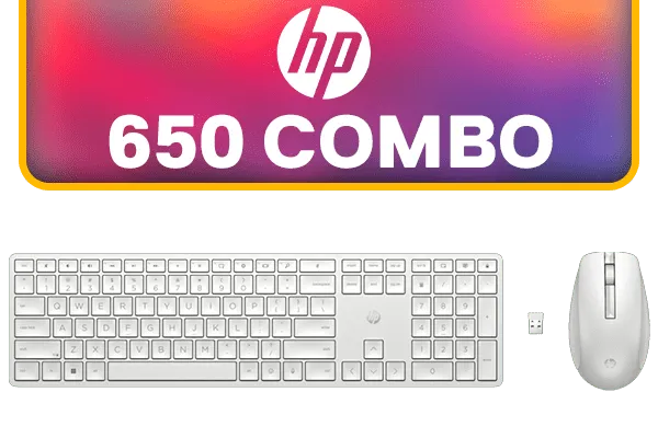 HP 650 Wireless Mouse and Keyboard Combo - White