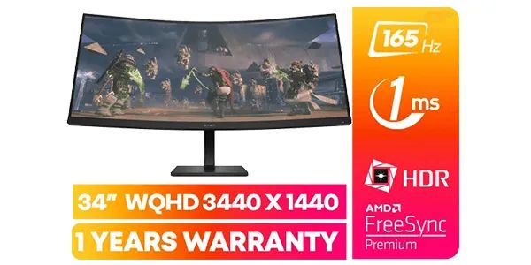 HP OMEN 34c WQHD Curved Gaming Monitor - Ultimate Gaming Experience