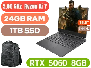 HP Victus 15 Ryzen AI 7 350 RTX 5060 Gaming Laptop With 24GB RAM - Image 1
