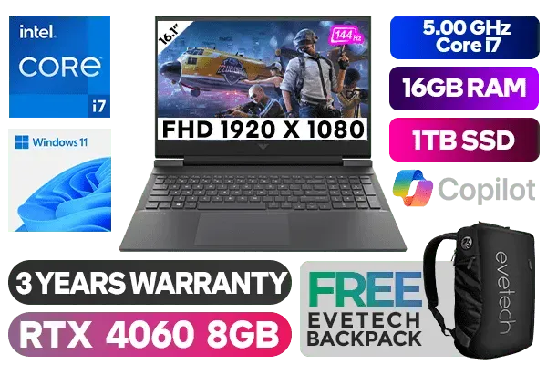 HP Victus Intel® Core™ i7 RTX 4060 Gaming Laptop 7Z8T7EA With 1TB SSD - image 1 HP Victus Intel® Core™ i7 RTX 4060 Gaming Laptop 7Z8T7EA With 1TB SSD - image 1