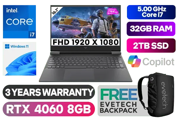 HP Victus Intel® Core™ i7 RTX 4060 Gaming Laptop 7Z8T7EA With 32GB RAM & 2TB SSD - image 1 HP Victus Intel® Core™ i7 RTX 4060 Gaming Laptop 7Z8T7EA With 32GB RAM & 2TB SSD - image 1