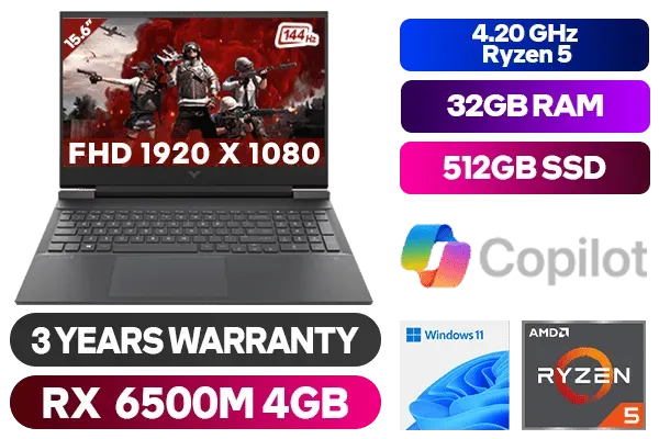 HP Victus Ryzen 5 RX 6500M Gaming Laptop 7B1H2EA With 32GB RAM & 512GB SSD - image 1 HP Victus Ryzen 5 RX 6500M Gaming Laptop 7B1H2EA With 32GB RAM & 512GB SSD - image 1