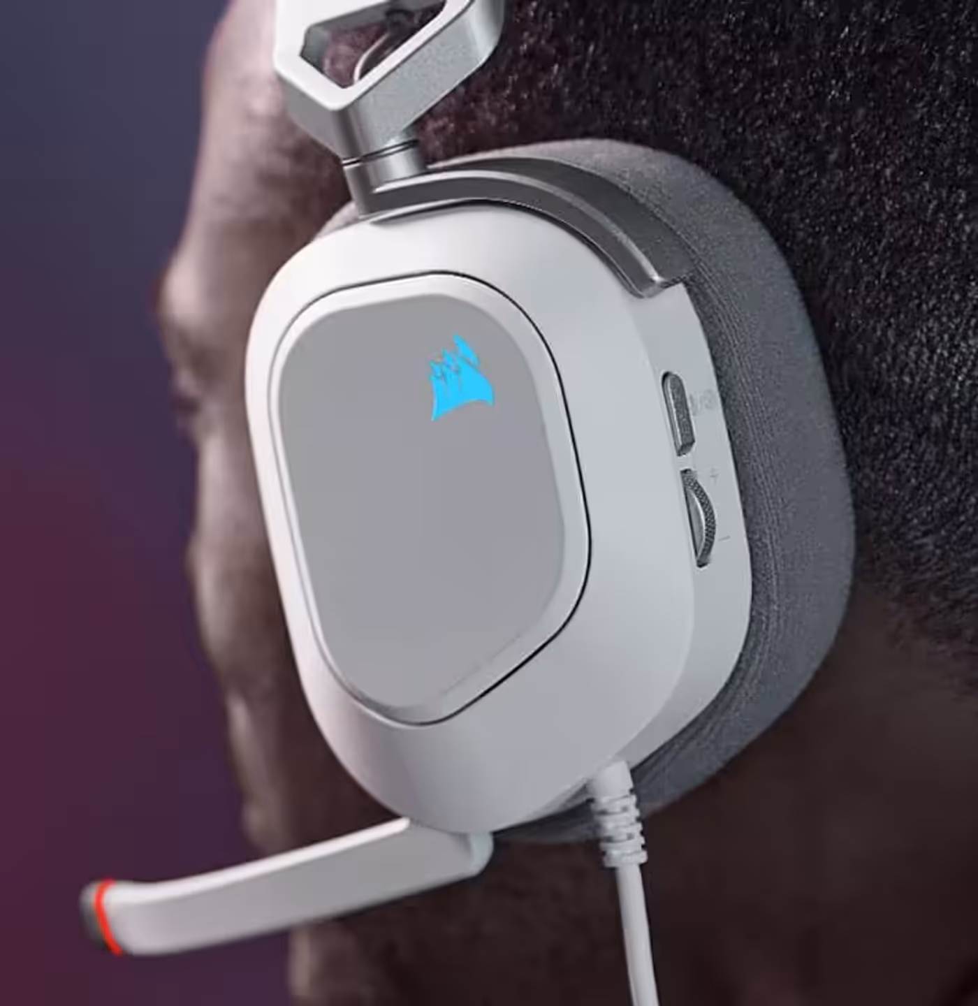 HS80 RGB USB headset displaying customizable RGB lighting effects