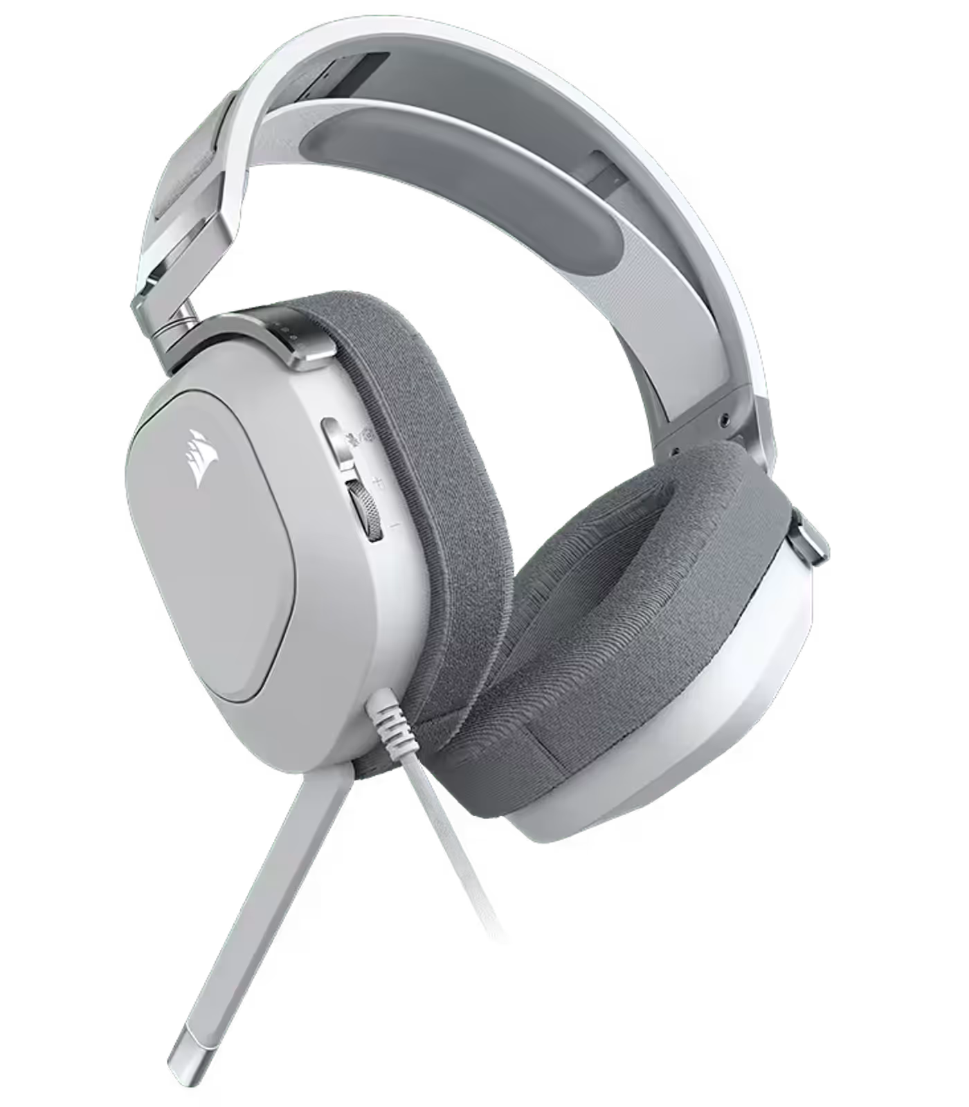 HS80 RGB USB headset illustrating 50mm neodymium drivers and USB audio