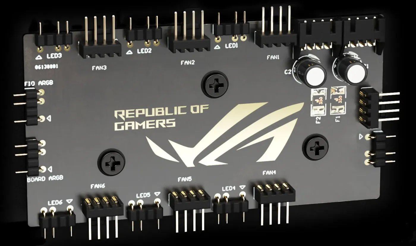 Integrated ARGB and fan hub of ROG Hyperion GR701 BTF Edition