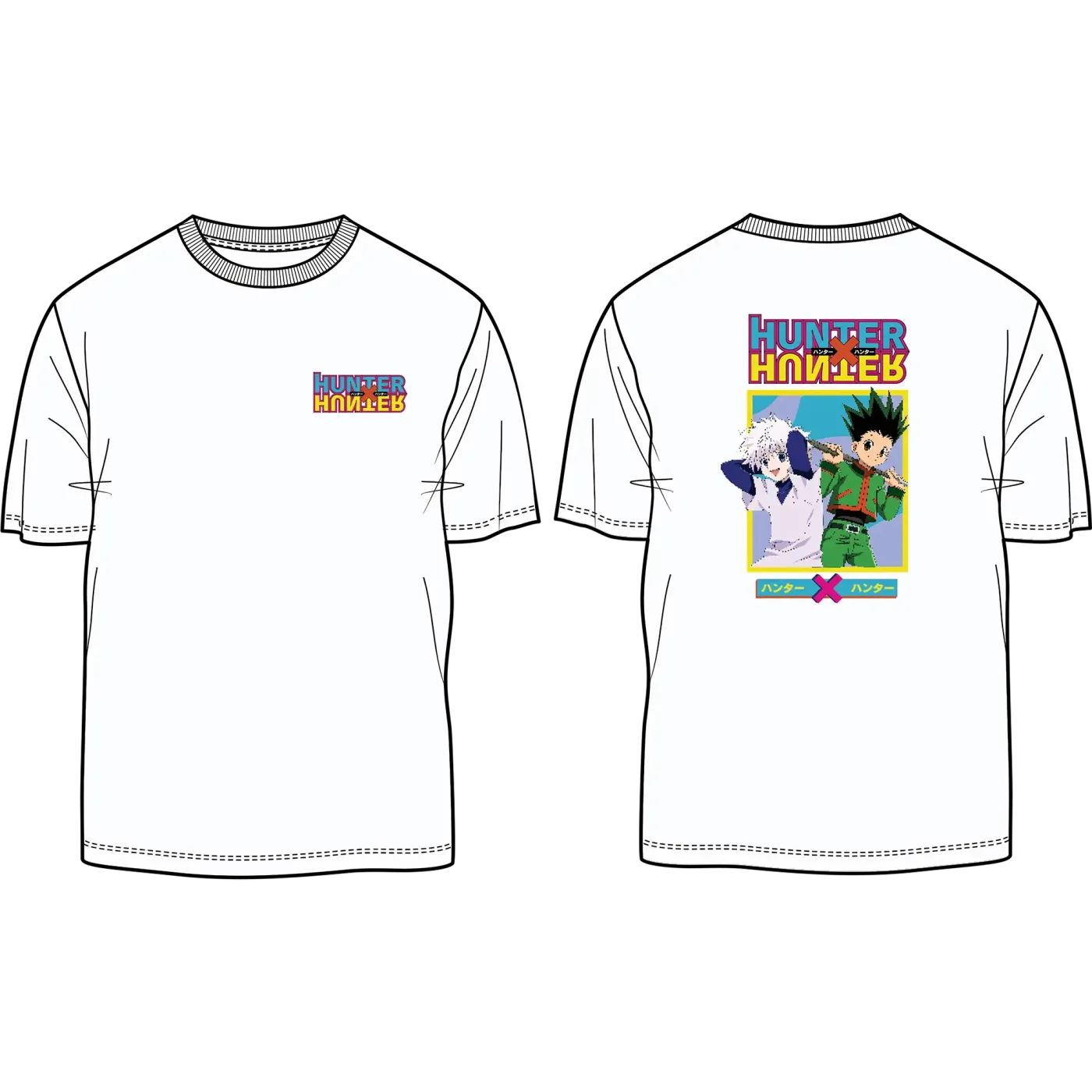 Hunter x Hunter Gon and Killua classic crew T-shirt shown flat