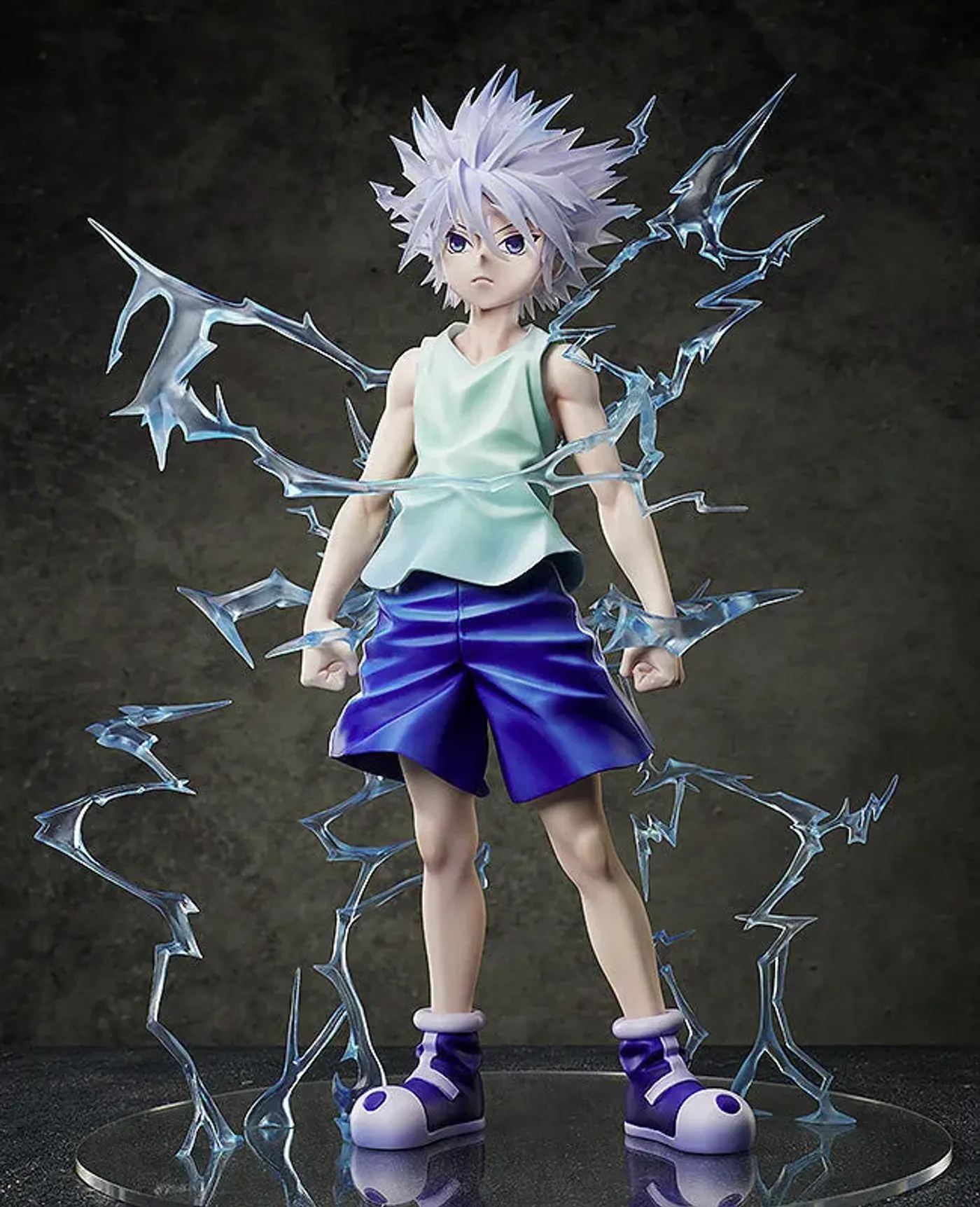 Front view of the Killua Zoldyck figure with its translucent Godspeed effect parts