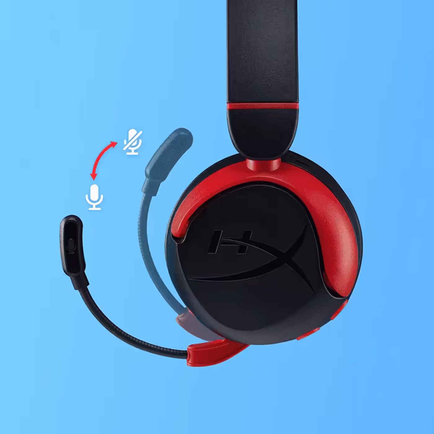 Close view of the flip-to-mute microphone on the HyperX Cloud Mini Wireless