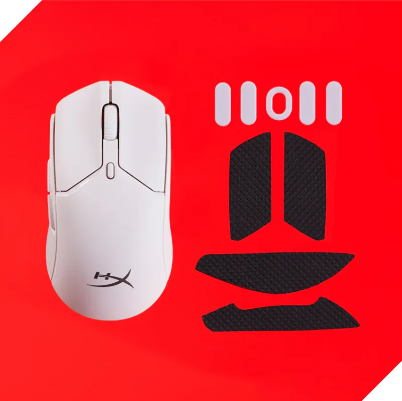 Gaming mouse with low-friction skates and grips