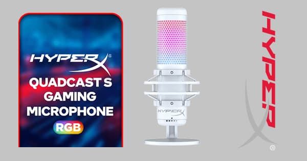 HyperX QuadCast S Gaming Microphone | White & Grey - Ultimate