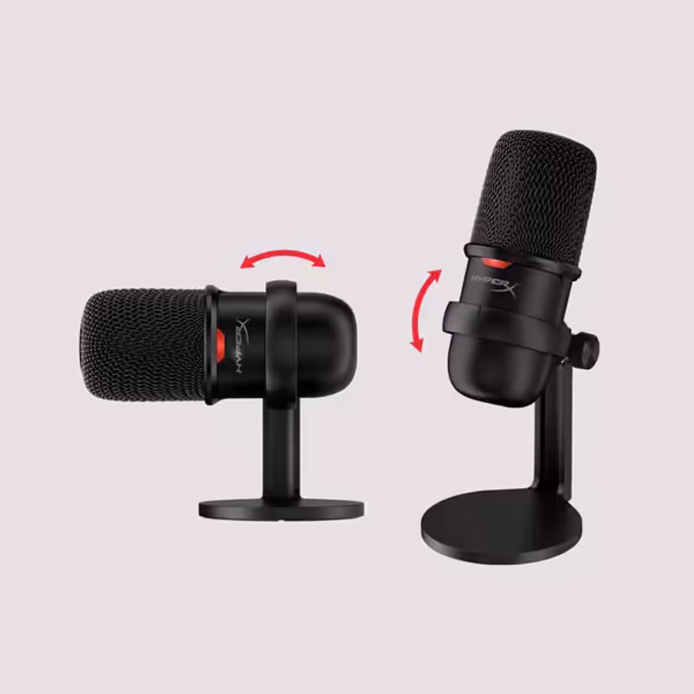 HyperX SoloCast microphone with adjustable stand for compact desk setups